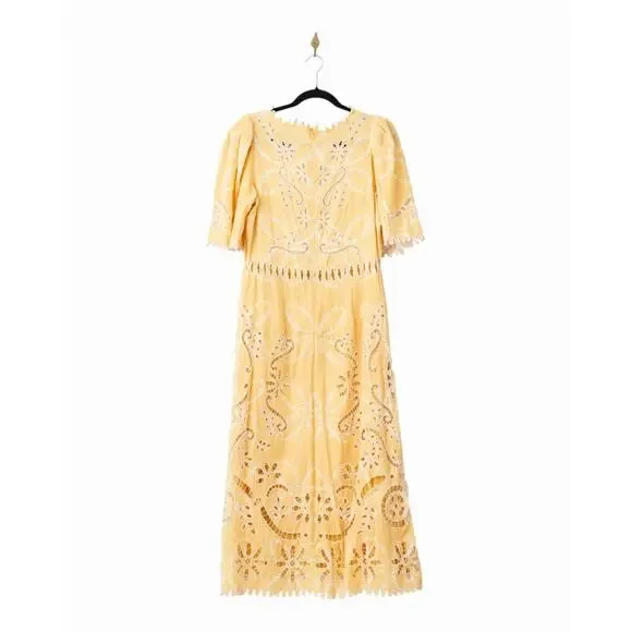 Sea New York Liat Embroidery Yellow Dress - Size 12 - Picture 5 of 9